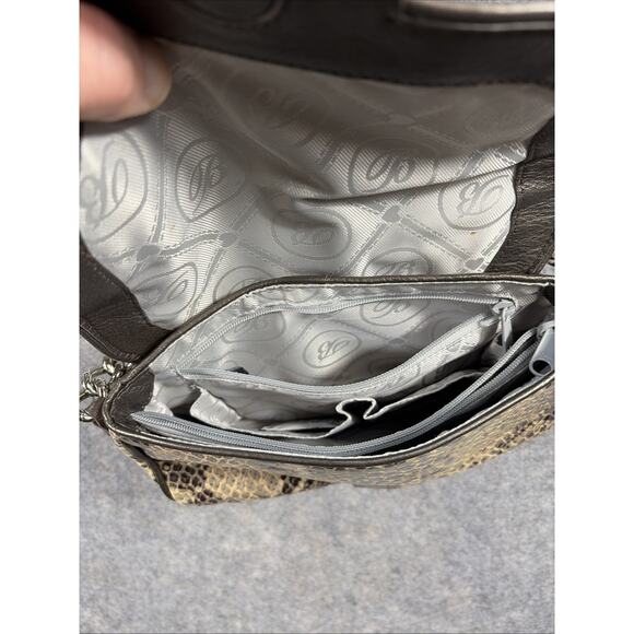 Brighton Women’s Snake Embossed Leather Handbag Single Shoulder Chain - Picture 11 of 14